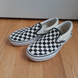 Vans Black and White Checkared Slip On size 7